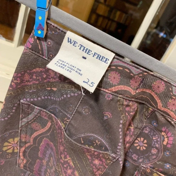 SOLD! Free People Just Float On Printed Flare Jeans - Picture 6 of 6